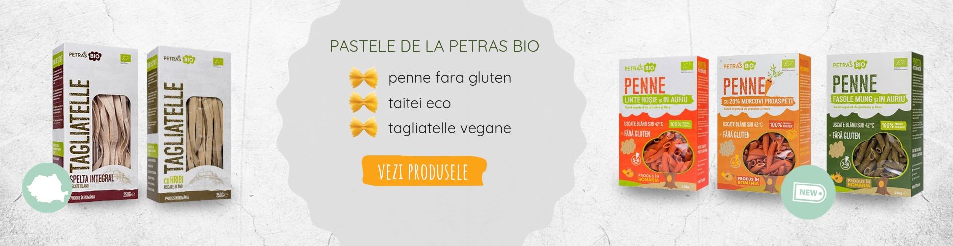 Penne fara gluten, taitei si spirale din grau integral, tagliatelle vegane
